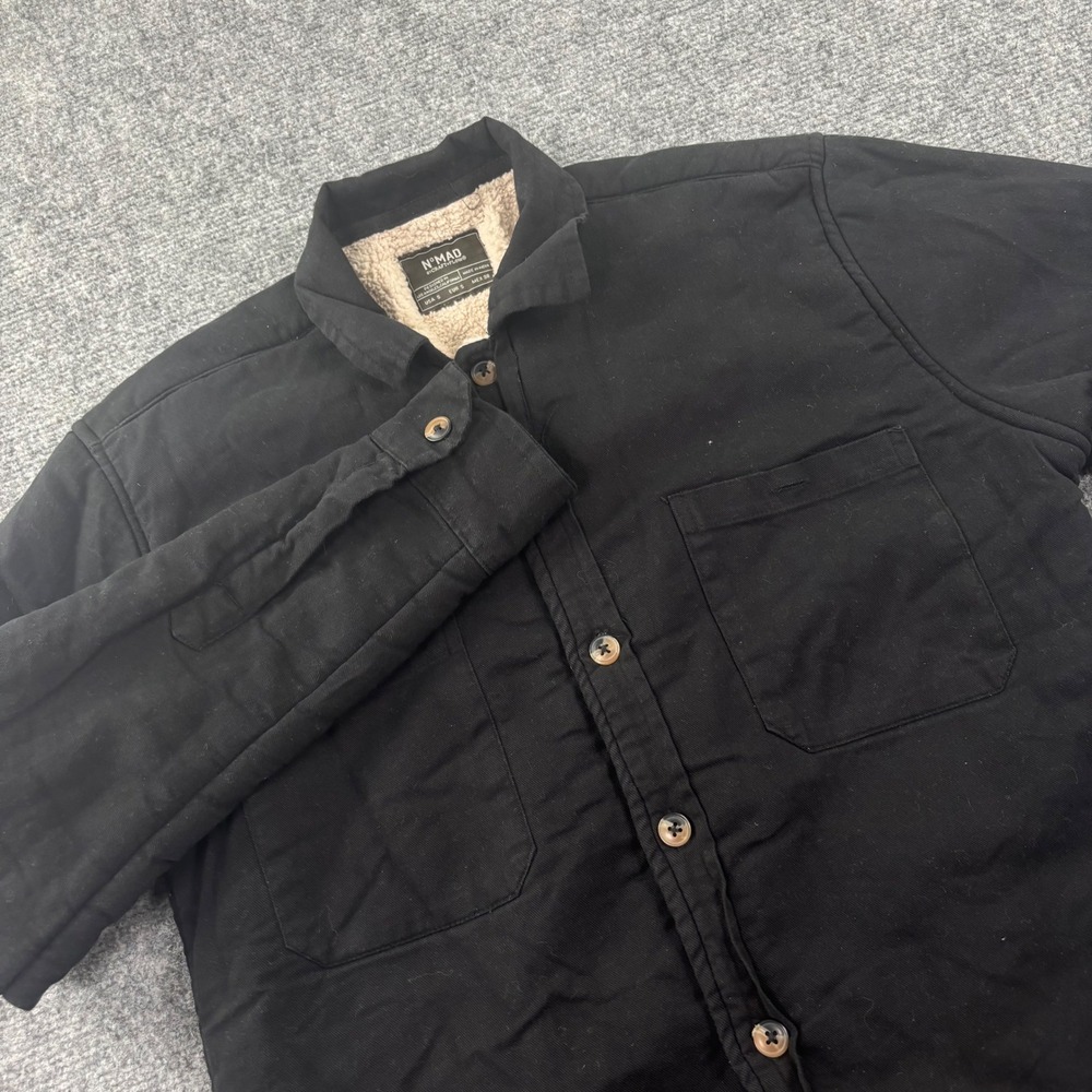 Nomad Sherpa Lined Shacket Small Black Flynn Cotton Button Up Mens